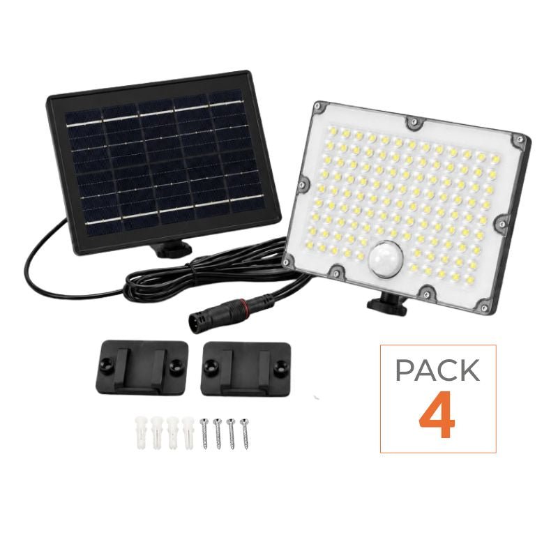 Pack de 4 - Projecteur Led Solaire Extérieur 9W IP65 3-CCT Détecteur de Lumière et de Mouvement - Silamp France