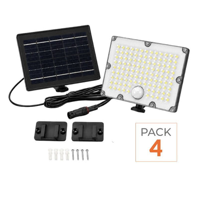 Pack de 4 - Projecteur Led Solaire Extérieur 9W IP65 3-CCT Détecteur de Lumière et de Mouvement