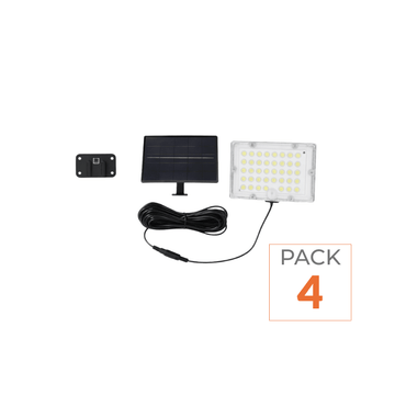 Pack de 4 - Projecteur Led Solaire Extérieur 9W IP65 3-CCT Détecteur de Lumière et de Mouvement
