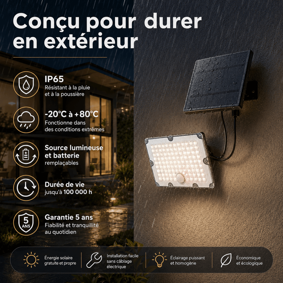 Pack de 40 - Projecteur Led Solaire Extérieur 9W IP65 3-CCT Détecteur de Lumière et de Mouvement - Silamp France