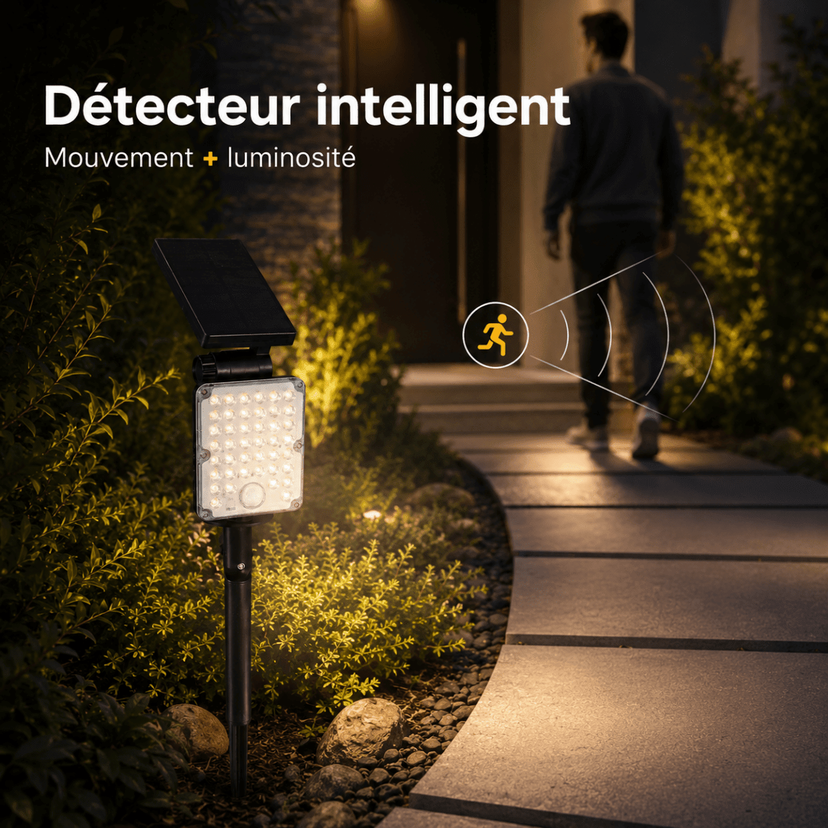 Pack de 40 - Spot LED Extérieur 3-CCT à Piquer IP65 Solaire 8W 1150lm 144lm/W avec Détecteur - Silamp France