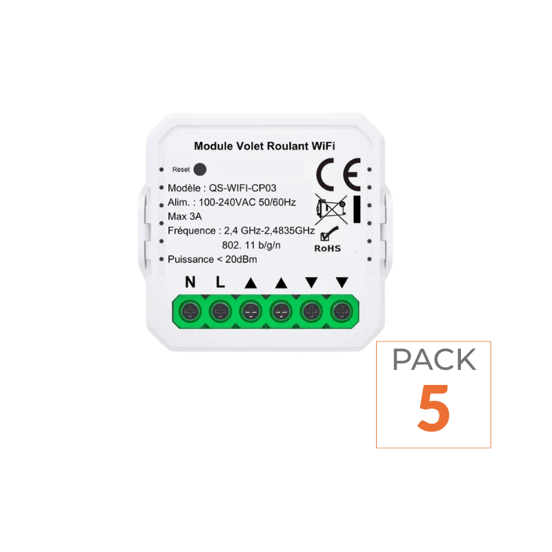 Pack de 5 - Module Interrupteur Volet Roulant Connecté WiFi - Silamp France