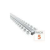 Profilé Aluminium encastrable 1m pour Ruban LED Couvercle Blanc Opaque - Pack de 5