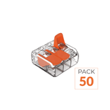 Pack de 50 - Borne de raccordement à levier 3 entrées