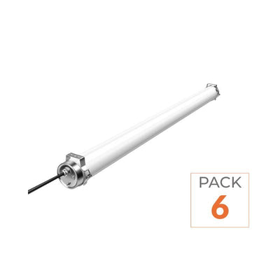 Pack de 6 - Réglette LED Étanche 120cm 40W IP69K - Garantie 5 ans