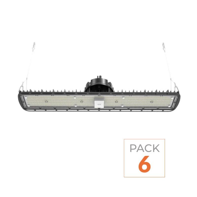 Pack de 6 - Suspension LED industrielle linéaire 150W/200W/250W 185lm/w avec Détecteur de Mouvement - Garantie 5 ans - Silamp France