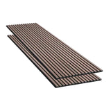 Lot de 2 Panneaux Acoustiques Muraux Bois  240x60x2,2cm - Finition Noyer - Fond Noir