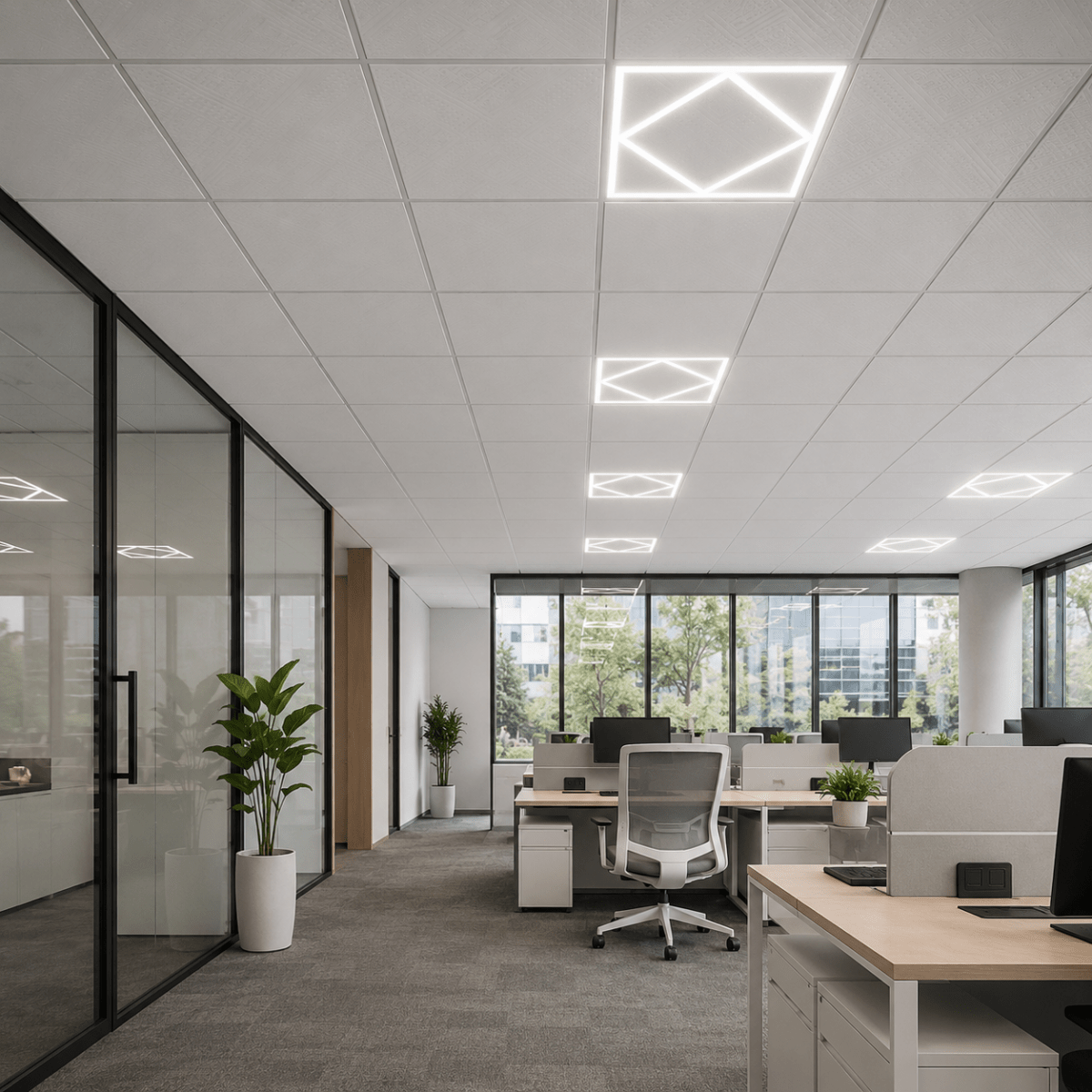 Panneau LED Cadre Forme Diamant 60x60 64W - Pack de 6 - Silamp France