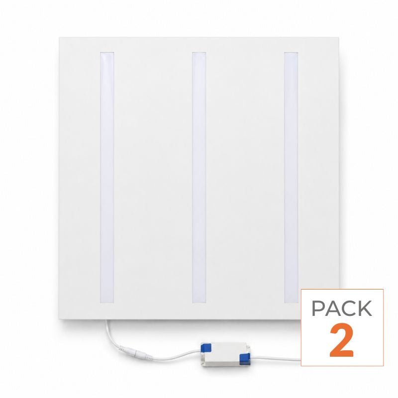 Panneau LED Grille 3 Lignes 60x60 40W Blanc - Pack de 2 - Silamp France