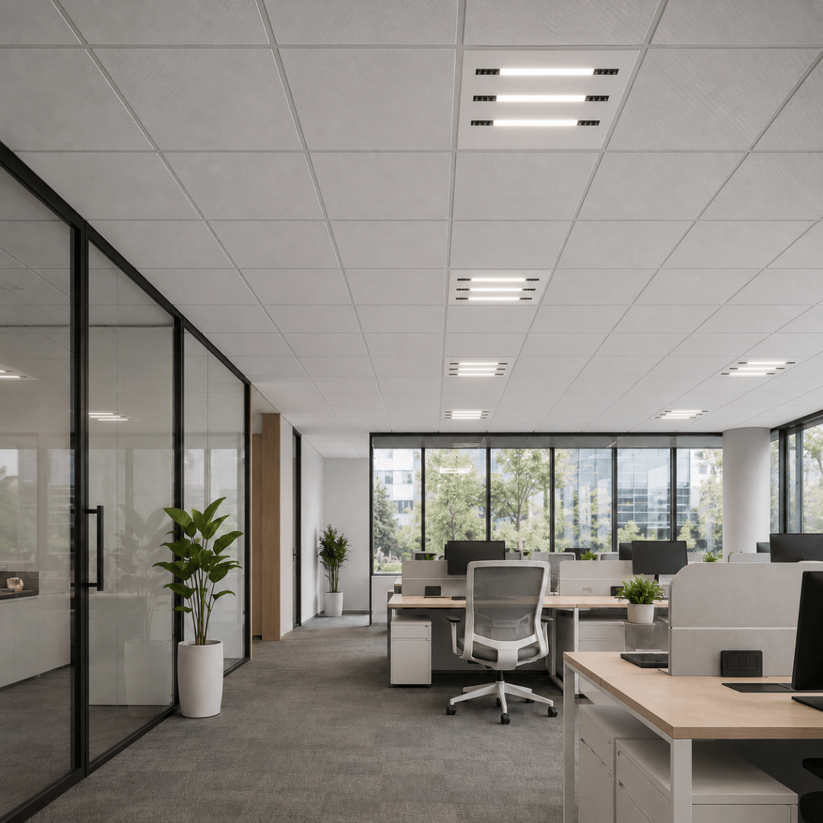 Panneau LED Grille 3 Lignes Modulaire 60x60 40W Blanc - Pack de 6 - Silamp France