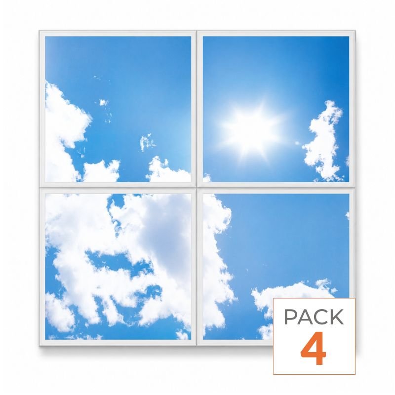 Panneau LED Imprimé Ciel 60x60 40W CCT - Pack de 4 - 3000K/4000K/6500K - Silamp France