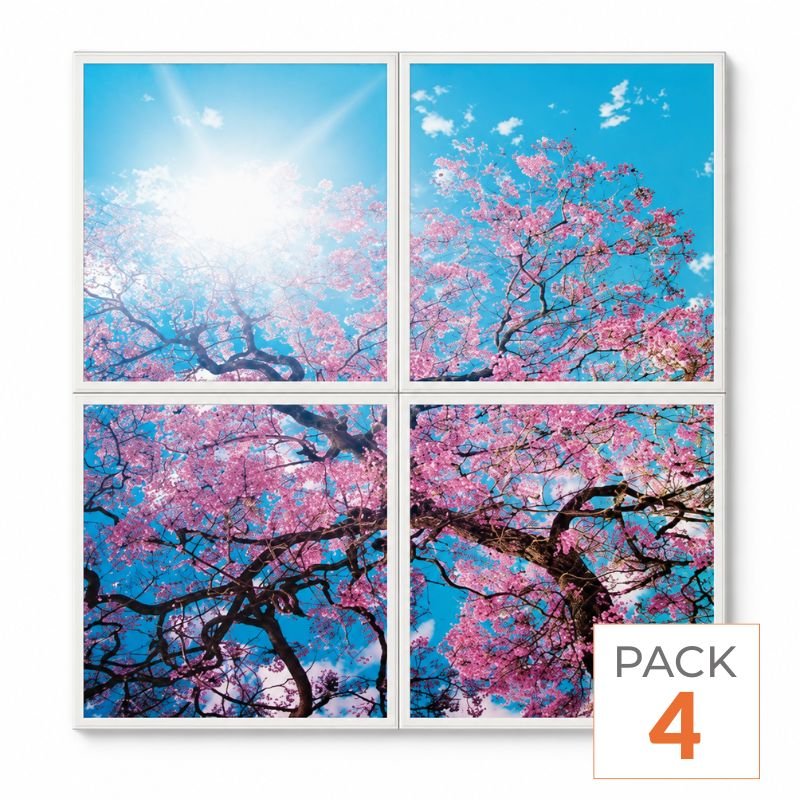 Panneau LED Imprimé Fleurs de Cerisier 60x60 40W CCT - Pack de 4 - 3000K/4000K/6500K - Silamp France