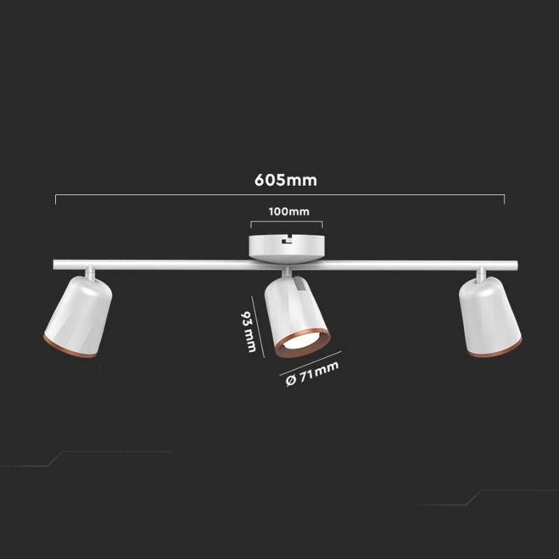 Plafonnier 3 Spot Orientable Alu Blanc 15W 60cm - Silamp France