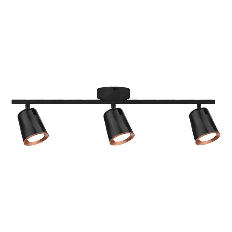 Plafonnier 3 Spot Orientable Alu Noir 15W 60cm - Silamp France