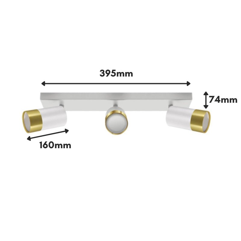 Plafonnier 3 Spots Orientables BLANC et OR pour Ampoule GU10 - Silamp France