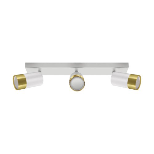 Plafonnier 3 Spots Orientables BLANC et OR pour Ampoule GU10 - Silamp France