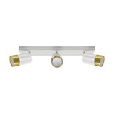 Plafonnier 3 Spots Orientables BLANC et OR pour Ampoule GU10