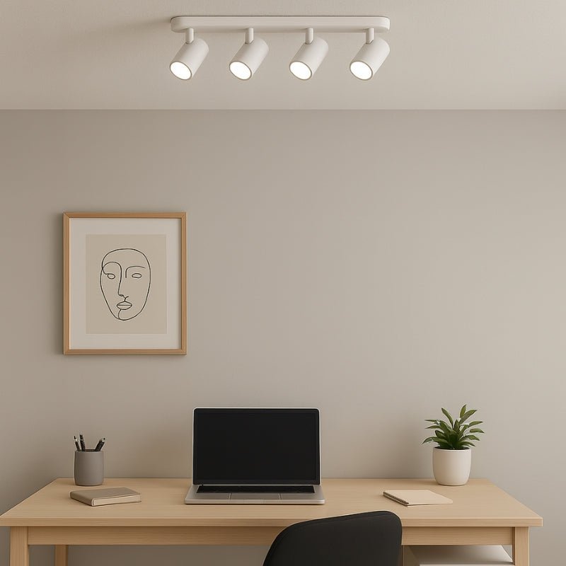 Plafonnier 4 Spots Orientables Alu Blanc pour Ampoule GU10 - Silamp France