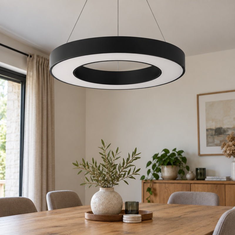 Plafonnier LED Noir 36W 50cm avec Kit de Suspension - Silamp France
