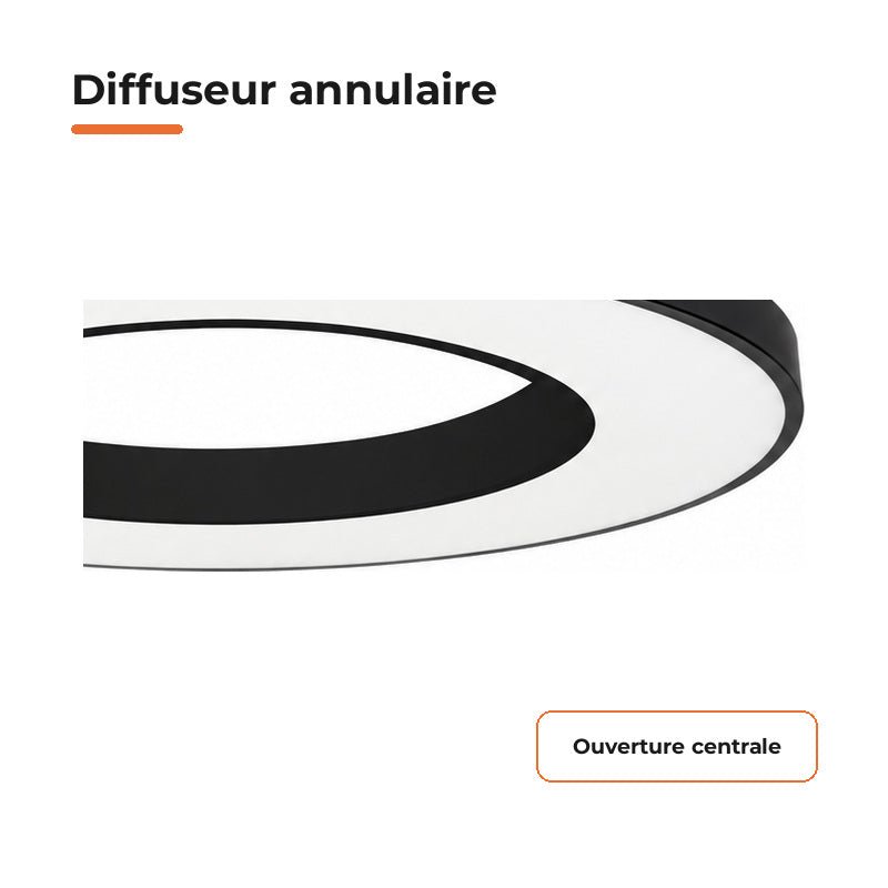 Plafonnier LED Noir 64W 80cm avec Kit de Suspension - Silamp France