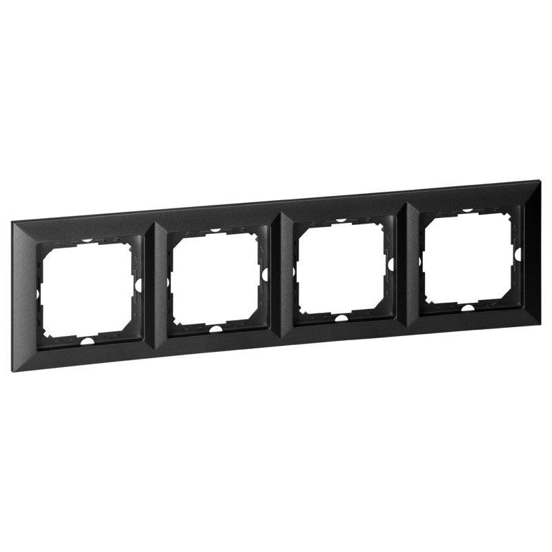 Plaque de Finition Quatre Emplacements - Noir - Silamp France