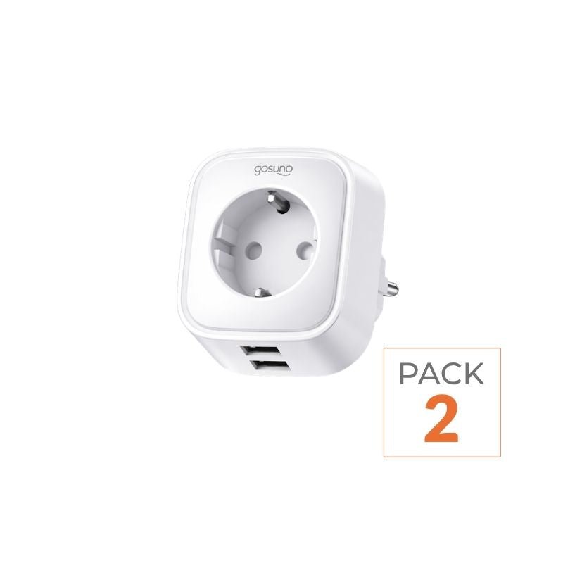Prise Connectée Intelligente WiFi 2.4GHz 16A Blanche + 2 Ports USB 2.1A (Lot de 2) - Silamp France