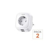 Prise Connectée Intelligente WiFi 2.4GHz 16A Blanche + 2 Ports USB 2.1A (Lot de 2)
