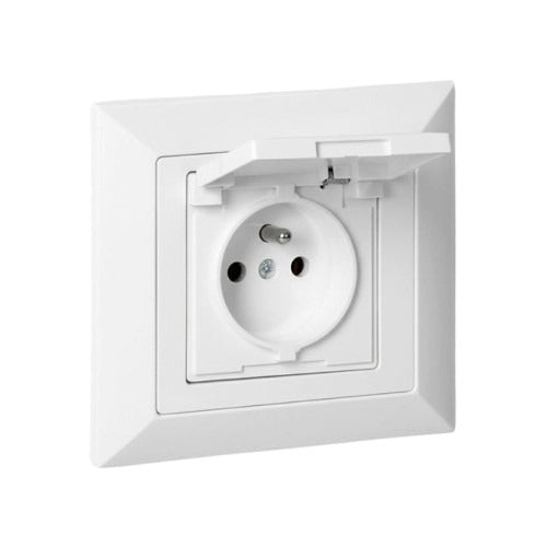 Prise Encastrée 2P+T 16A 250V avec Clapet - Blanc - Silamp France