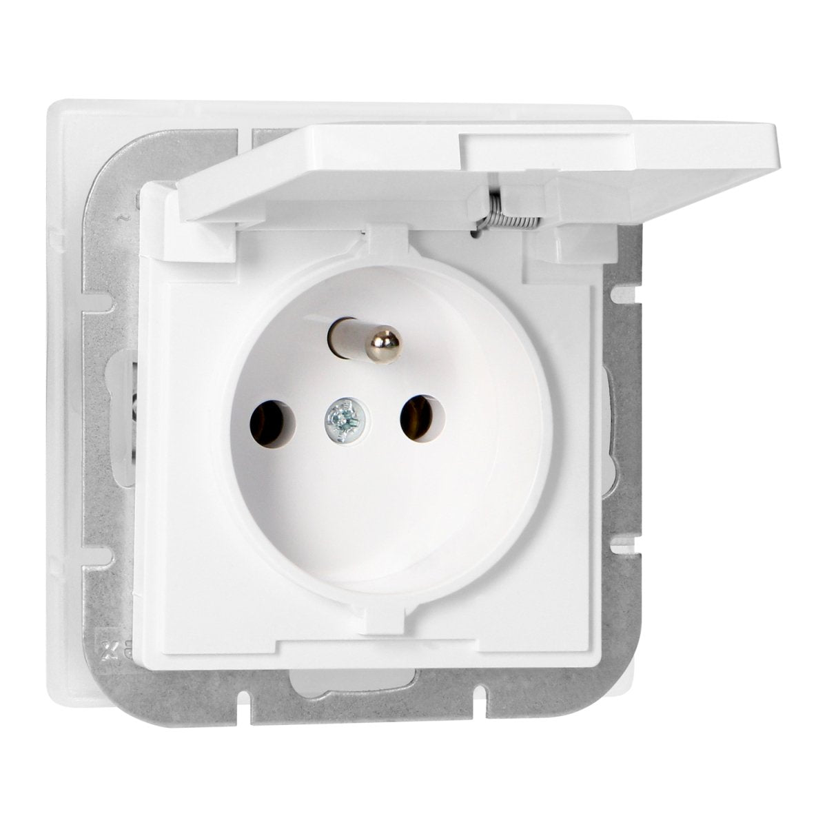 Prise Encastrée 2P+T 16A 250V avec Clapet - Blanc - Silamp France