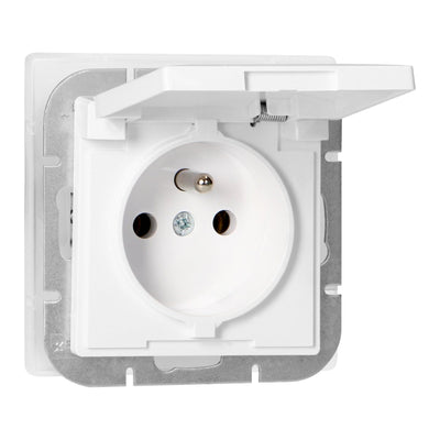 Prise Encastrée 2P+T 16A 250V avec Clapet - Blanc