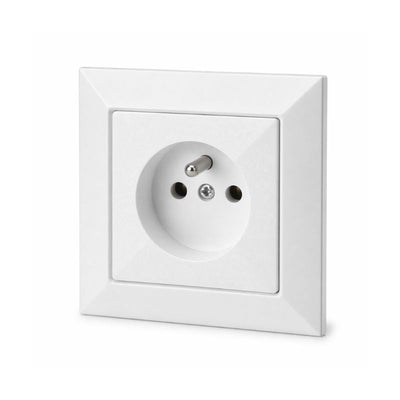 Prise Encastrée 2P+T 16A 250V + Plaque de Finition Simple - Blanc