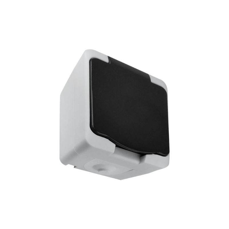 Prise Étanche + Clapet Noir IP54 2P+T Saillie - Silamp France