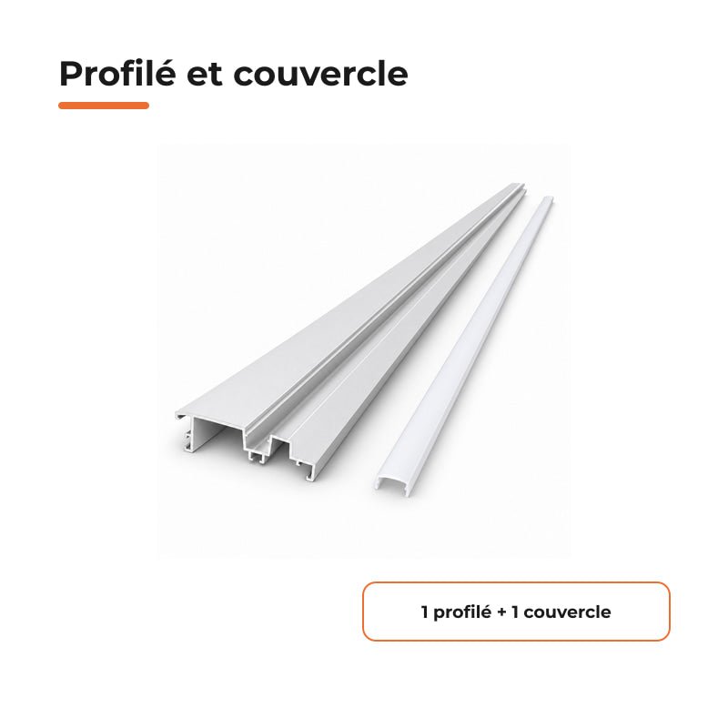 Profilé Aluminium 2M pour Plafond Corniche Blanc - Couvercle Blanc - Silamp France
