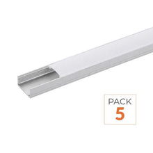 Pack de  5 - Profilé Aluminium 1m pour Ruban LED avec Couvercle Blanc Opaque