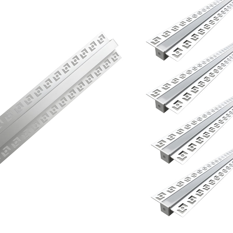 Profilé Aluminium Encastrable 2m pour Ruban LED Couvercle Blanc Opaque (Pack de 5) - Silamp France
