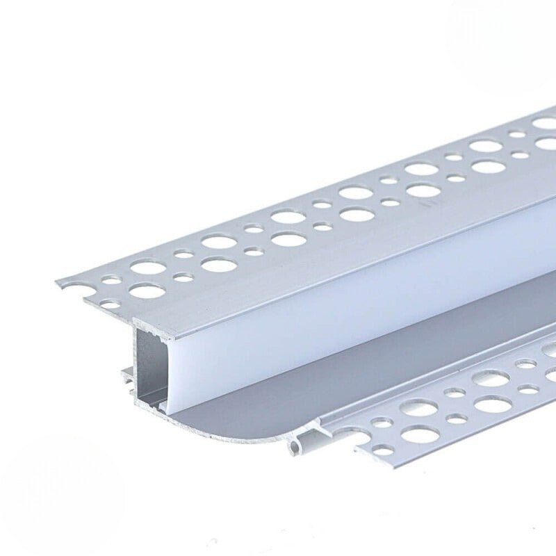 Profilé Aluminium Encastré 2m pour Plâtre Couvercle Blanc Opaque - Silamp France