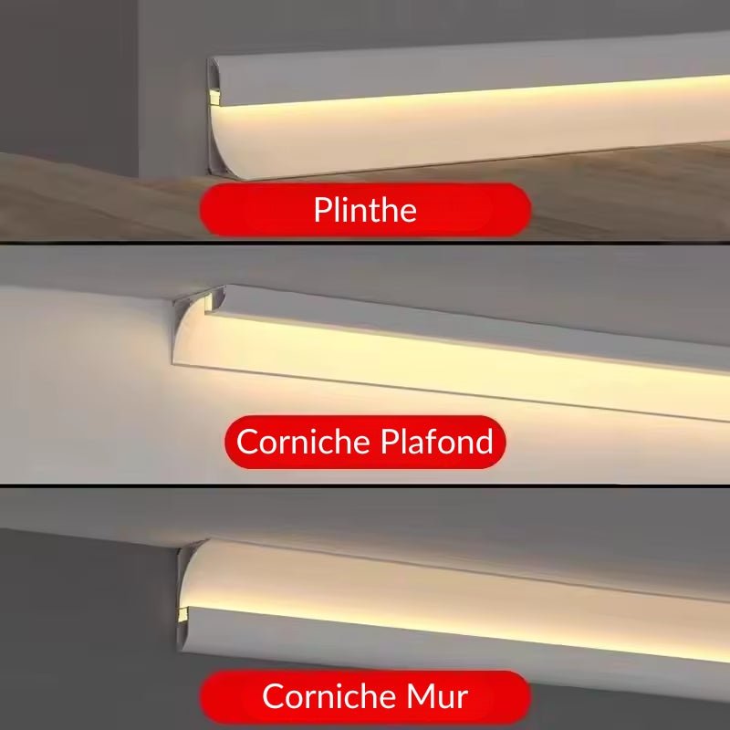 Profilé Aluminium Modulable Plinthe ou Corniche 2M Blanc - Silamp France