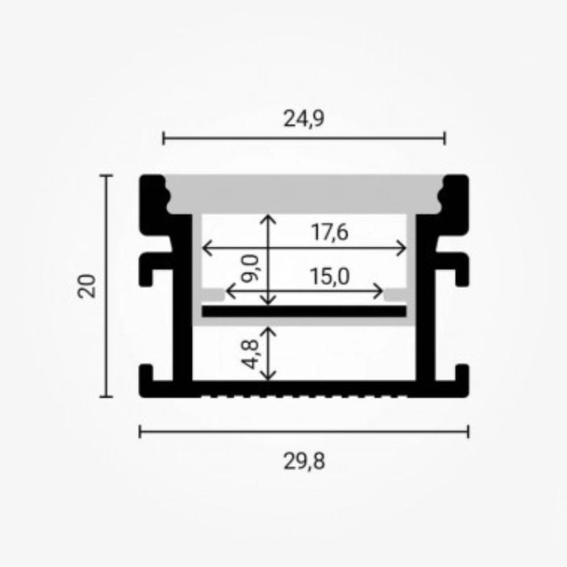 Profilé Aluminium Piétonnable 2m Encastrable au Sol pour Ruban LED - Corps Argenté - Silamp France
