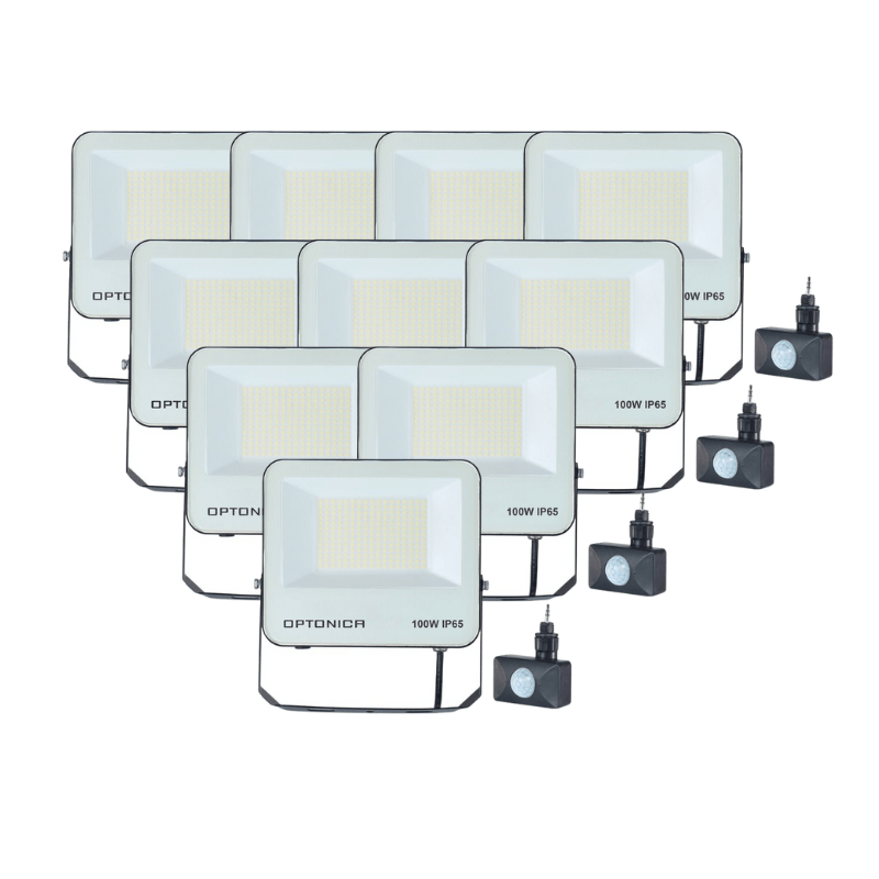 Projecteur 100W IP65 CCT avec détecteur - 3000K/4000K/6000K ( Pack de 10 ) - Silamp France