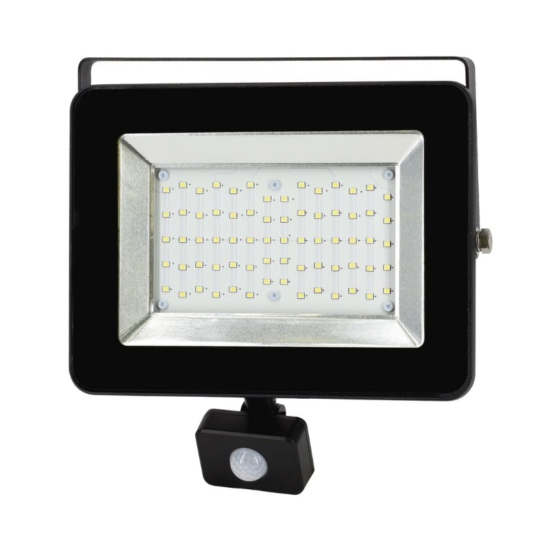 Projecteur LED Détecteur de Mouvement Crépusculaire 50W Extra Plat IP65 NOIR - Silamp France