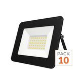Pack de  10 - Projecteur LED Extérieur 30W IP65 Noir