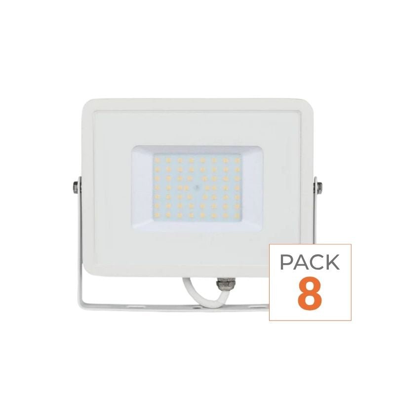 Projecteur LED Extérieur 50W IP65 BLANC Garantie 5 ans (Pack de 8) - Silamp France
