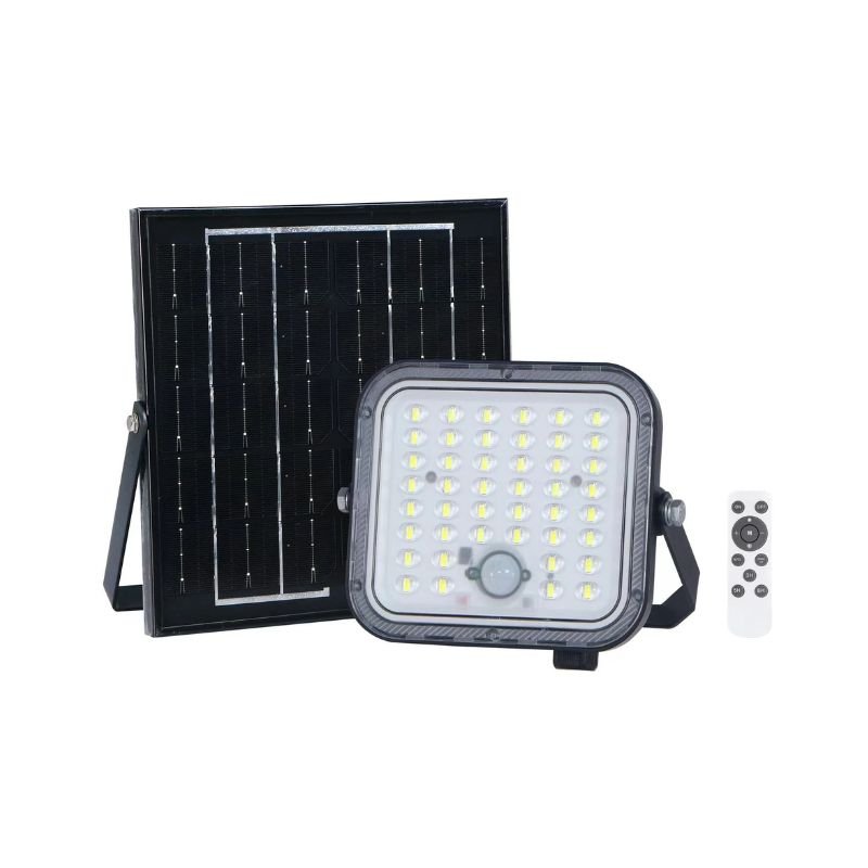 Projecteur Solaire 50W 6W5V 1400lm PIR IP65 Noir - Silamp France