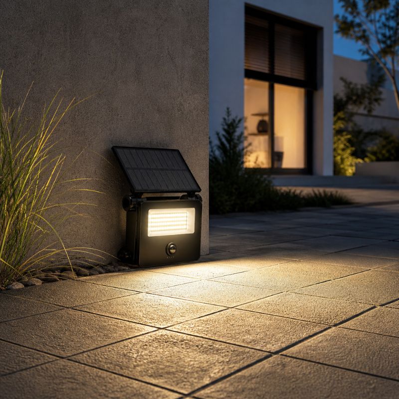 Projecteur Solaire LED 10W CCT PIR IP65 avec Télécommande - 3000K/4000K/6500K - Silamp France