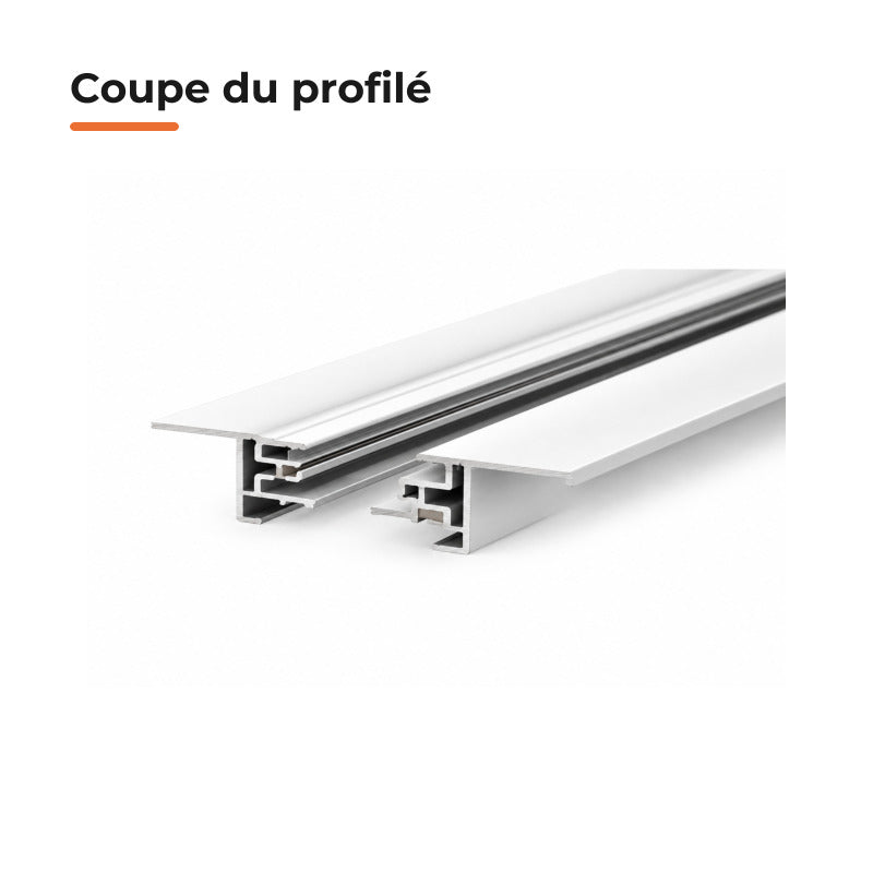 Rail Encastrable Monophasé Plat 1m Blanc - Silamp France