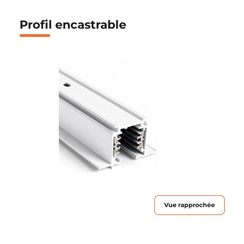 Rail Encastrable Triphasé 1m Blanc - Silamp France