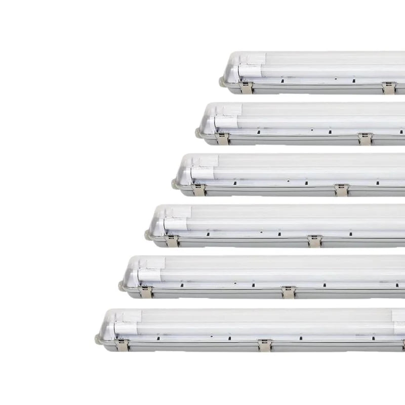 Réglette étanche Double Pour Tube LED T8 IP65 - Longueur 120 Cm - Boîtier Vide - Pack De 6