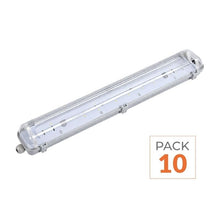 Réglette étanche double pour Tube LED T8 60cm IP65 (Boitier vide) - Pack de 10