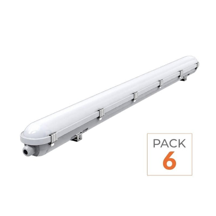 Pack de  6 - Réglette LED 120cm Étanche CCT 22/28/34/40W avec détecteur - 3000K/4000K/6500K