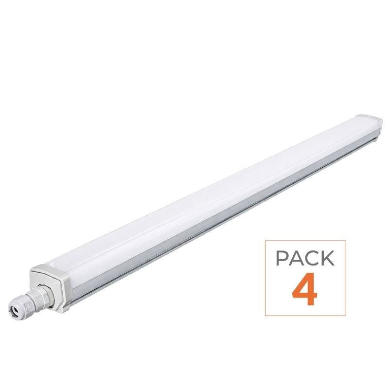 Réglette LED étanche 120cm 36W IP65 Interconnectable (Pack de 4) - Silamp France